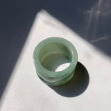 20mm A-Grade Bluish Green Jadeite Archer Ring Band No.161609