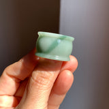 20mm A-Grade Bluish Green Jadeite Archer Ring Band No.161609