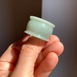 20mm A-Grade Bluish Green Jadeite Archer Ring Band No.161609
