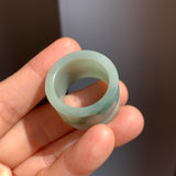 20mm A-Grade Bluish Green Jadeite Archer Ring Band No.161609
