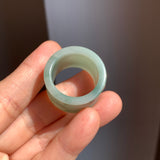 20mm A-Grade Bluish Green Jadeite Archer Ring Band No.161609