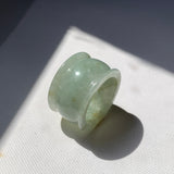 20.2mm A-Grade Light Green Jadeite Archer Ring Band No.161580