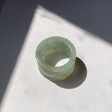 20.2mm A-Grade Light Green Jadeite Archer Ring Band No.161580
