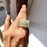 20.2mm A-Grade Light Green Jadeite Archer Ring Band No.161580