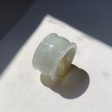 20.3mm A-Grade White Yellow Jadeite Archer Ring Band No.161707