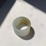 20.3mm A-Grade White Yellow Jadeite Archer Ring Band No.161707