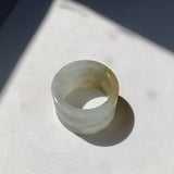 20.3mm A-Grade White Yellow Jadeite Archer Ring Band No.161707
