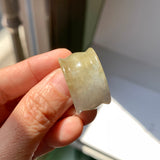 20.3mm A-Grade White Yellow Jadeite Archer Ring Band No.161707