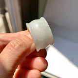 20.3mm A-Grade White Yellow Jadeite Archer Ring Band No.161707