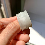 20.3mm A-Grade White Yellow Jadeite Archer Ring Band No.161707
