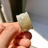 20.3mm A-Grade White Yellow Jadeite Archer Ring Band No.161707