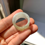 20.3mm A-Grade White Yellow Jadeite Archer Ring Band No.161707