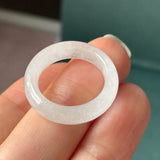 16.4mm Icy A-Grade Natural Moonlight Glow White Jadeite Ring Band No. 162647