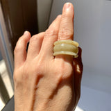 20.3mm A-Grade Yellow Jadeite Archer Ring Band No.161705