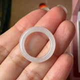 17.3mm Icy A-Grade Natural Moonlight Glow White Jadeite Ring Band No. 162648