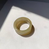 20.1mm A-Grade Yellow Jadeite Archer Ring Band No.161718