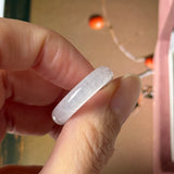 17.3mm Icy A-Grade Natural Moonlight Glow White Jadeite Ring Band No. 162648