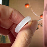 17.3mm Icy A-Grade Natural Moonlight Glow White Jadeite Ring Band No. 162648