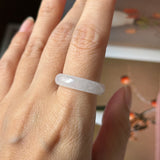 17.3mm Icy A-Grade Natural Moonlight Glow White Jadeite Ring Band No. 162648