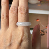 17.3mm Icy A-Grade Natural Moonlight Glow White Jadeite Ring Band No. 162648