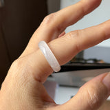 17.3mm Icy A-Grade Natural Moonlight Glow White Jadeite Ring Band No. 162648