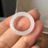 16.3mm Icy A-Grade Natural Moonlight Glow White Jadeite Ring Band No. 162649