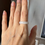 16.3mm Icy A-Grade Natural Moonlight Glow White Jadeite Ring Band No. 162649