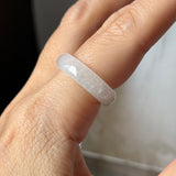 16.3mm Icy A-Grade Natural Moonlight Glow White Jadeite Ring Band No. 162649