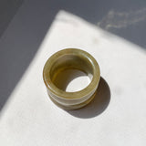20mm A-Grade Dark Greenish Yellow Jadeite Archer Ring Band No.161689