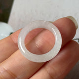 16.2mm Icy A-Grade Natural Moonlight Glow White Jadeite Ring Band No. 162650