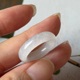 16.2mm Icy A-Grade Natural Moonlight Glow White Jadeite Ring Band No. 162650