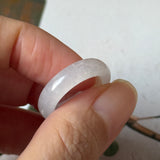 16.2mm Icy A-Grade Natural Moonlight Glow White Jadeite Ring Band No. 162650