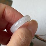 16.2mm Icy A-Grade Natural Moonlight Glow White Jadeite Ring Band No. 162650