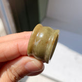 20mm A-Grade Dark Greenish Yellow Jadeite Archer Ring Band No.161689