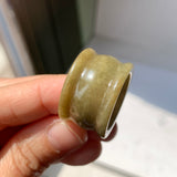 20mm A-Grade Dark Greenish Yellow Jadeite Archer Ring Band No.161689