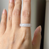 16.2mm Icy A-Grade Natural Moonlight Glow White Jadeite Ring Band No. 162650