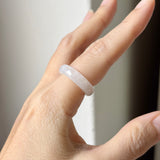 16.2mm Icy A-Grade Natural Moonlight Glow White Jadeite Ring Band No. 162650