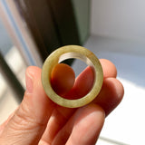 20mm A-Grade Dark Greenish Yellow Jadeite Archer Ring Band No.161689
