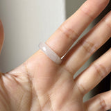 16.2mm Icy A-Grade Natural Moonlight Glow White Jadeite Ring Band No. 162650