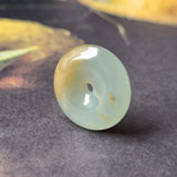 A-Grade Natural Bluish Green Jadeite Donut Pendant No.172114