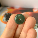 SOLD OUT: A-Grade Natural Dark Bluish Green Jadeite Donut Pendant No.172120