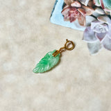 A-Grade Natural Moss On Snow Jadeite Leaf Charm No.170706