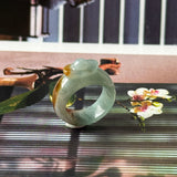 16.4mm A-Grade Blue Brownish Yellow Jadeite Ingot Ring No. 162651