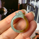 16.4mm A-Grade Blue Brownish Yellow Jadeite Ingot Ring No. 162651