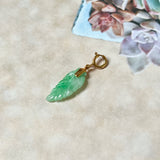 A-Grade Natural Moss On Snow Jadeite Leaf Charm No.170706