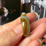 16.4mm A-Grade Blue Brownish Yellow Jadeite Ingot Ring No. 162651