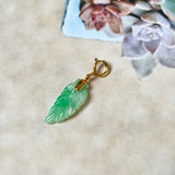 A-Grade Natural Moss On Snow Jadeite Leaf Charm No.170706