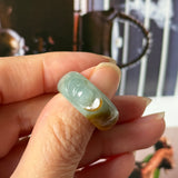 16.4mm A-Grade Blue Brownish Yellow Jadeite Ingot Ring No. 162651