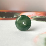 A-Grade Natural Dark Bluish Green Jadeite Donut Pendant No.172120