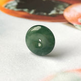 A-Grade Natural Dark Bluish Green Jadeite Donut Pendant No.172120